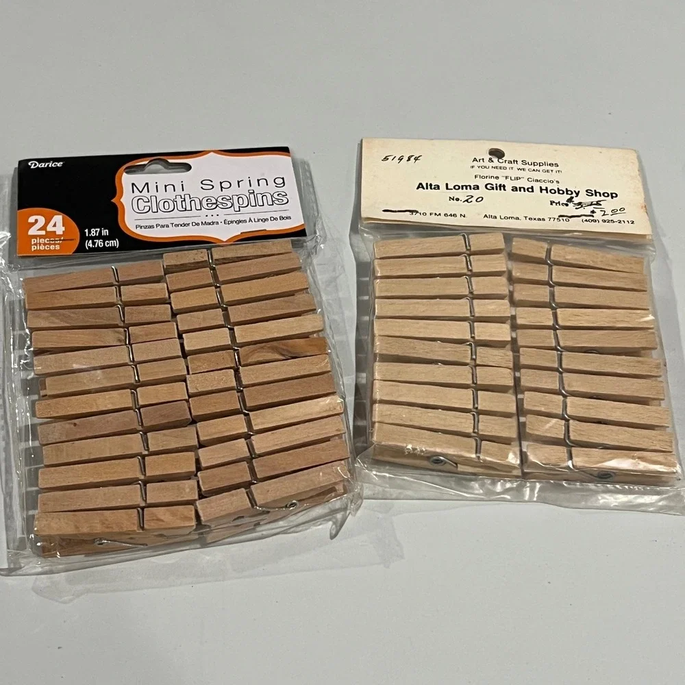 Darice Mini Spring Clothespins Craft Lot of 2‎ Wood 1.87